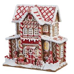 Raz Imports Candy Peppermint Gingerbread Lighted Faux House Christmas 13
