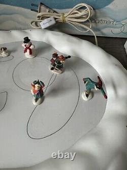 Retired Dept 56 Village Animated Skating Pond Christmas WORKS W Box Complete