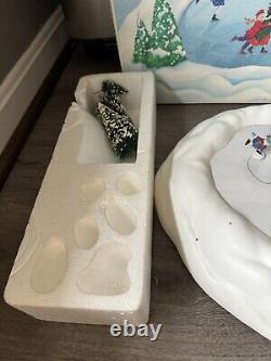 Retired Dept 56 Village Animated Skating Pond Christmas WORKS W Box Complete