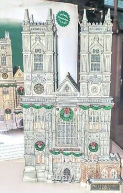 Retired Dickens Village Dept 56 Westminster Abbey Light Up withremovable Garland