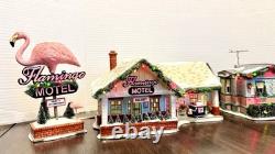 Set Of 2 Department 56 Christmas Village 2007 The Flamingo Motel & Lot 57 Court