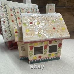 Set of 2 Nathalie Lete Anthropologie Holiday Village House 2021 Christmas