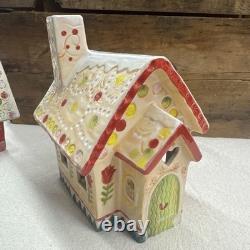 Set of 2 Nathalie Lete Anthropologie Holiday Village House 2021 Christmas