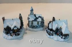 Set of 3 Vintage Thomas Kinkade village buildings Winter Memories Collection