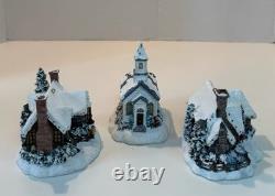Set of 3 Vintage Thomas Kinkade village buildings Winter Memories Collection