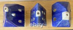 Set of 3 Vintage Ursula Leyk Tea Light Cottages`withBlue RoofsDated 1985 and 1988