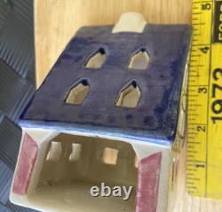 Set of 3 Vintage Ursula Leyk Tea Light Cottages`withBlue RoofsDated 1985 and 1988