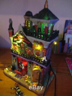 SpookyTown Fire Department Lighted Animated LEMAX Signature building