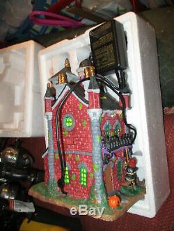 SpookyTown Fire Department Lighted Animated LEMAX Signature building