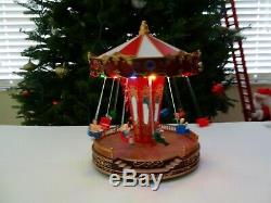 St Nicholas Square Animated Carousel Swing Lighted Carnival Christmas Village