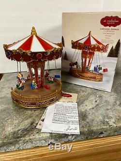 St Nicholas Square Animated Carousel Swing Lighted Carnival Christmas Village