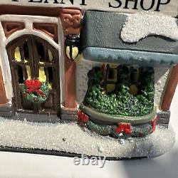 St Nicholas Square Village Plant Shop Greenhouse Man Dog Lighted House withBox