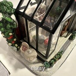 St Nicholas Square Village Plant Shop Greenhouse Man Dog Lighted House withBox