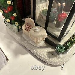 St Nicholas Square Village Plant Shop Greenhouse Man Dog Lighted House withBox