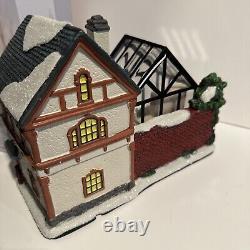 St Nicholas Square Village Plant Shop Greenhouse Man Dog Lighted House withBox