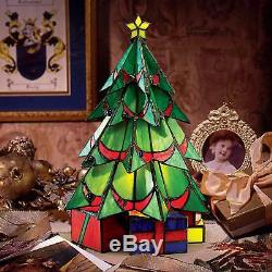 TF10019 Christmas Tree Tiffany Style Stained Glass Lamp Illuminated Sculpture