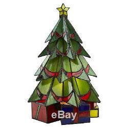 TF10019 Christmas Tree Tiffany Style Stained Glass Lamp Illuminated Sculpture