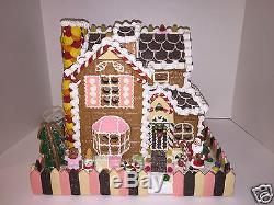 Traditions Lighted Ginger Bread House With Santa And Box