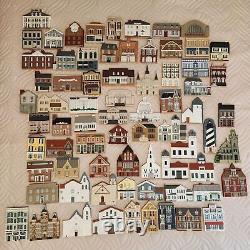 The Cat's Meow Village Lot of 72 Wood Buildings Shelf Sitters 1989 2002