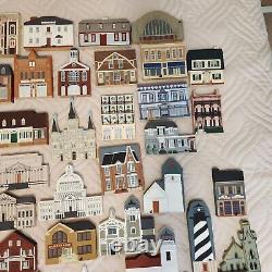 The Cat's Meow Village Lot of 72 Wood Buildings Shelf Sitters 1989 2002