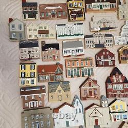 The Cat's Meow Village Lot of 72 Wood Buildings Shelf Sitters 1989 2002