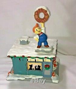 The Simpsons 2005 Hawthorne Christmas Village Lard Lad Donut Shop with COA