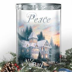 Thomas Kinkade Lighted Peace Love Joy Christmas Holiday Centerpiece NEW