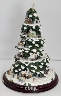 Thomas Kinkade Village Christmas Tree Lighted 15 Bradford Exchange 2004 WithCOA