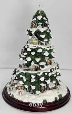 Thomas Kinkade Village Christmas Tree Lighted 15 Bradford Exchange 2004 WithCOA