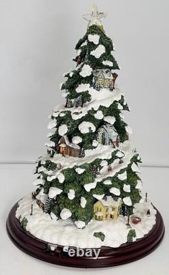 Thomas Kinkade Village Christmas Tree Lighted 15 Bradford Exchange 2004 WithCOA