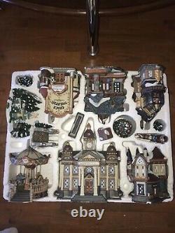 Traditions 39 Piece Lighted Christmas Village COMPLETE