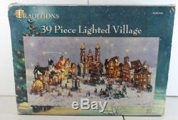 Traditions 39 Piece Porcelain Lighted Victorian Christmas Village set MIB COMPL