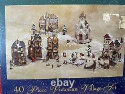 Traditions 40 Pc Victorian Christmas Winter Lighted Village Vintage Complete
