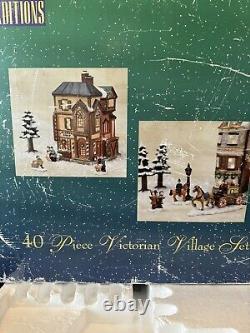 Traditions 40 Pc Victorian Christmas Winter Lighted Village Vintage Complete