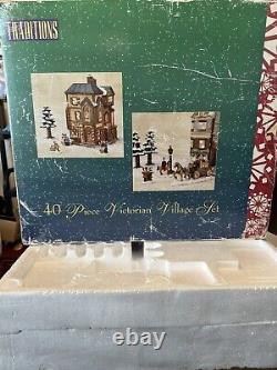 Traditions 40 Pc Victorian Christmas Winter Lighted Village Vintage Complete