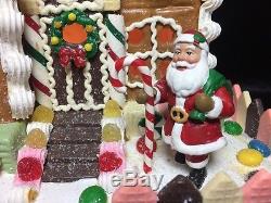 Traditions Lighted Gingerbread House With Santa Christmas Village Tested in Box