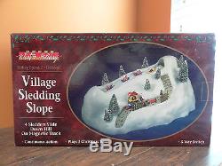 VIDEO! Village Animated Sledding Hill Toboggan Slope Mountain Christmas Dept 56