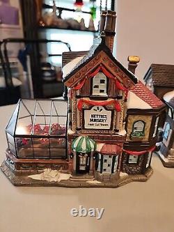 VINTAGE CHRISTMAS VILLAGE TRADITIONS 39 PIECE LIGHTED with BOX COMPLETE. G. C
