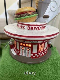 VINTAGE Department 56 1997 McDonalds Snow Village with Sign and Dinah's Drive-In