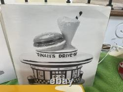 VINTAGE Department 56 1997 McDonalds Snow Village with Sign and Dinah's Drive-In