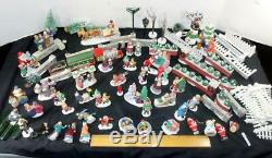VTG Mixed Lot 80+ Lemax Etc Christmas Village Figurines Santa Train Trees Sled