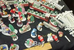 VTG Mixed Lot 80+ Lemax Etc Christmas Village Figurines Santa Train Trees Sled