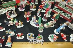 VTG Mixed Lot 80+ Lemax Etc Christmas Village Figurines Santa Train Trees Sled