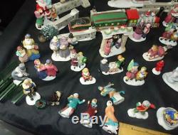 VTG Mixed Lot 80+ Lemax Etc Christmas Village Figurines Santa Train Trees Sled