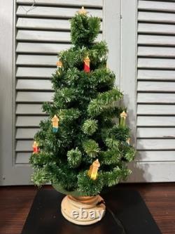 Vintage 1950's GloLite Feather Tabletop Lighted Christmas Tree Candles 18 READ