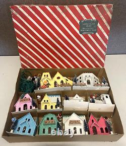 Vintage 1950s Montgomery Ward Lighted Christmas Village Deluxe Complete
