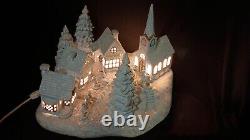 Vintage 1983 Scioto Blue And White 5 Light Christmas Glitter Village RARE 12 Pcs