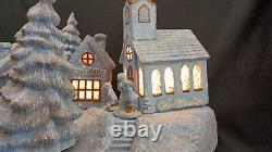 Vintage 1983 Scioto Blue And White 5 Light Christmas Glitter Village RARE 12 Pcs