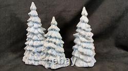 Vintage 1983 Scioto Blue And White 5 Light Christmas Glitter Village RARE 12 Pcs