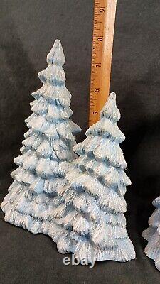 Vintage 1983 Scioto Blue And White 5 Light Christmas Glitter Village RARE 12 Pcs